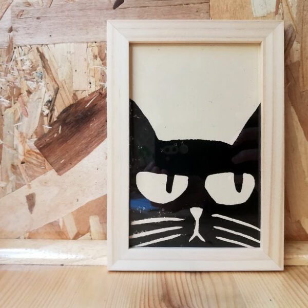 illustration linogravure El gato negro